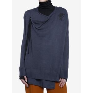 Hot Topic Shadow and Bone Inej Womens M Hooded Cardigan Crows Logo 19886327 Blue